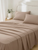 Three Piece Light Brown Cotton Twin Sheet Set
