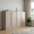 65" Beige Solid Wood Two Drawer Sideboard With Four Doors