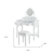 36" White Wood Mirrored Five Drawer Vanity Table