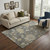 5' X 8' Gray Gold And Beige Floral Washable Area Rug With UV Protection