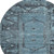 8' Blue And Charcoal Oriental Washable Round Rug With UV Protection