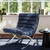 Tufted Leather and Upholstered Folding Lounge Chair
