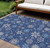 8' X 10' Navy Blue Ivory And Sky Blue Snowflake Washable Indoor Outdoor Area Rug
