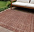 9' X 12' Terra Cotta And Rust Floral Washable Indoor Outdoor Area Rug
