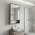 18" Light Gray Wood Floating Double Door Bathroom Vanity And Medicine Cabinet With Mirror