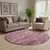 8' Blush And Ivory Striped Washable Round Rug With UV Protection