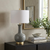 27" Steel Blue And Gold Novelty Table Lamp With Drum Shade