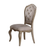 Set of Two Upholstered Fabric And Solid Wood Dining Arm Chairs