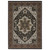 4' X 6' Navy Blue Ivory And Black Medallion Area Rug With Fringe