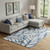 10' X 14' Navy Blue And Beige Floral Washable Area Rug With UV Protection