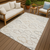 10' X 14' Linen And Wheat Abstract Washable Indoor Outdoor Area Rug