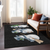 5' X 8' Black Denim Blue And Ivory Snowmen Washable Indoor Outdoor Area Rug