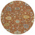 8' Orange And Brown Round Floral Washable Indoor Outdoor Area Rug
