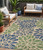 5' X 8' Navy Blue And Green Floral Indoor Outdoor Area Rug
