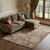 10' X 14' Brown Beige And Coral Floral Washable Area Rug With UV Protection