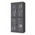 72" Gray Solid Wood Adjustable Six Tier Library Bookcase with Four Doors