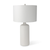 31" White Round Bedside Lamp With Drum Shade