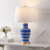 29" Blue Gold And Beige Urn Bedside Lamp With Empire Shade