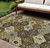 10' X 14' Brown Gray And Gold Floral Medallion Washable Indoor Outdoor Area Rug