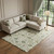 9' X 12' Ivory Fern Green And Beige Floral Washable Area Rug With UV Protection