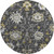 8' Graphite Ivory And Gold Floral Medallion Distressed Washable Round Rug With UV Protection