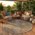 8' Chocolate And Brown Round Animal Print Washable Indoor Outdoor Area Rug