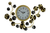 27" Gold Silver And White Metal Silent Analog Floral Novelty Wall Clock