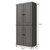 72" Gray Solid Wood Adjustable Six Tier Library Bookcase with Four Doors