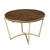 46" Brown and Gold Solid Wood and Metal Trestle Base Round Top Dining Table