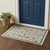 3' X 5' Ivory Blue And Brown Floral Area Rug With Fringe