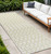 8' Cream And Green Trellis Indoor Outdoor Runner Rug