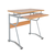 43" Oak and Silver Wood and Stainless Steel Computer Desk