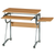 43" Oak and Silver Wood and Stainless Steel Computer Desk