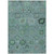 3' X 5' Teal Blue And Gray Damask Washable Indoor Outdoor Area Rug
