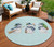 8' Sky Blue Denim Blue And Ivory Round Snowmen Washable Indoor Outdoor Area Rug