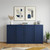 65" Navy Blue Solid Wood Two Drawer Sideboard With Four Doors
