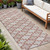 8' Salmon And Cream Trellis Indoor Outdoor Runner Rug