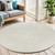 5' Ivory And Cream Round Striped Indoor Outdoor Area Rug