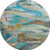 8' Teal And Beige Abstract Washable Round Rug With UV Protection