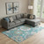 10' X 14' Teal Ivory And Gray Medallion Washable Area Rug With UV Protection
