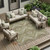 10' X 14' Olive Green And Blue Tribal Washable Indoor Outdoor Area Rug