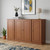 65" Coffee Solid Wood Two Drawer Sideboard With Four Doors