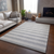 10' X 14' Pewter And Gray Striped Washable Area Rug With UV Protection
