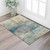 3' X 5' Teal And Beige Abstract Washable Area Rug With UV Protection