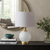 22" White And Gold Globe Table Lamp With Drum Shade