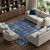 8' X 10' Blue Ivory Light Blue And Black Trellis Area Rug