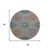 8' Blue Copper And Fern Green Floral Washable Round Rug With UV Protection