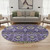 8' Purple And Fern Green Tribal Washable Round Rug With UV Protection
