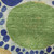 8' Navy Blue Yellow And Green Geometric Washable Round Rug With UV Protection