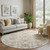 8' Ivory Copper And Gray Moroccan Washable Round Rug With UV Protection